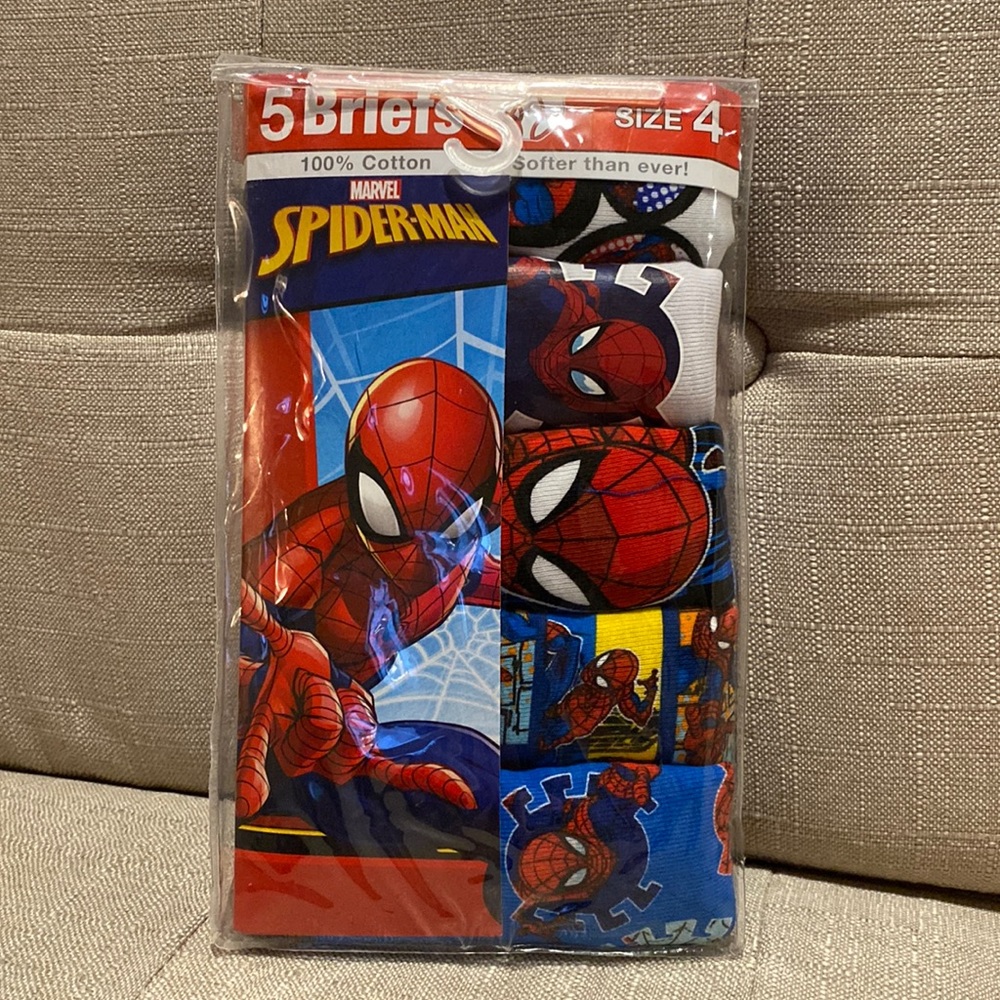 NWT.  Boys size 4 Spider-Man underwear, 5 pack